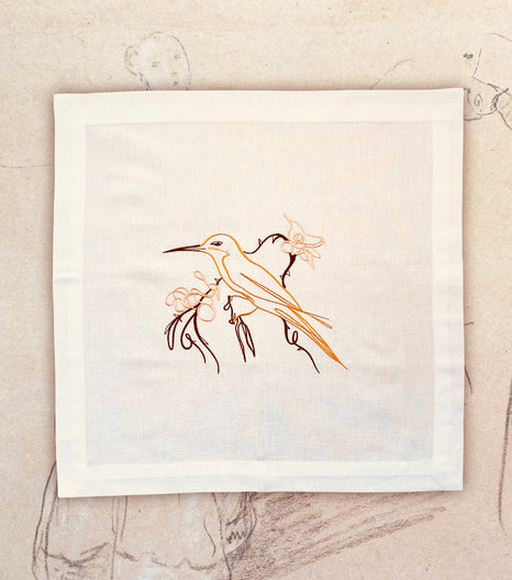 “Halcyon fisher” linen knee napkin </br> Giles Deacon x Peter Reed