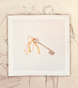 “Parsonage Key” linen knee napkin </br> Giles Deacon x Peter Reed